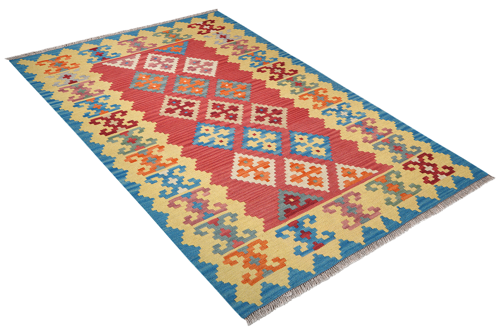 Kelim Gashgai — Handmade, 129x182 cm, Red, 100% Virgin Wool | View 4
