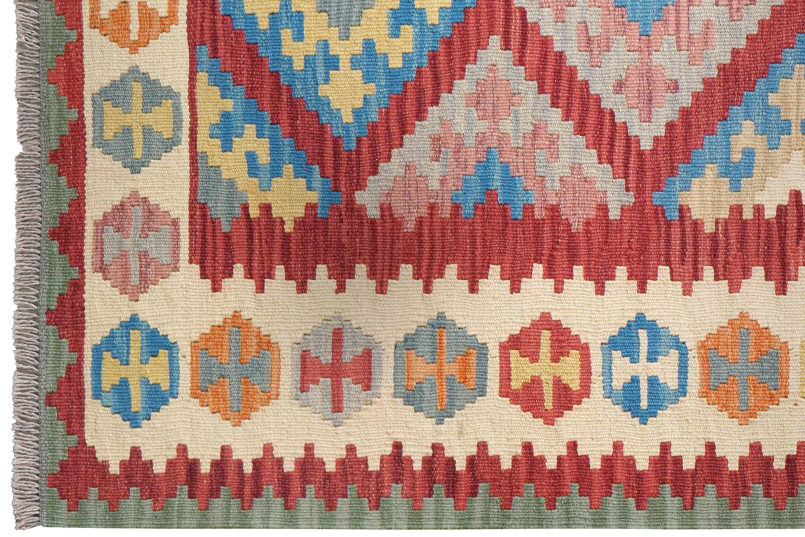 Kelim Gashgai — Handmade, 127x177 cm, Red, 100% Virgin Wool | View 3
