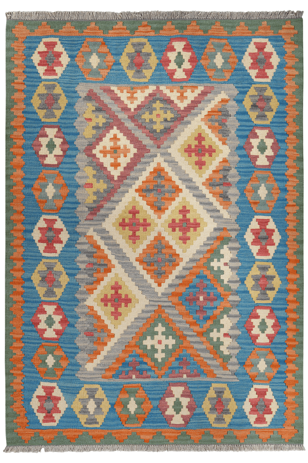 Kelim Gashgai — Handmade, 123x176 cm, Grey, 100% Virgin Wool | Main view