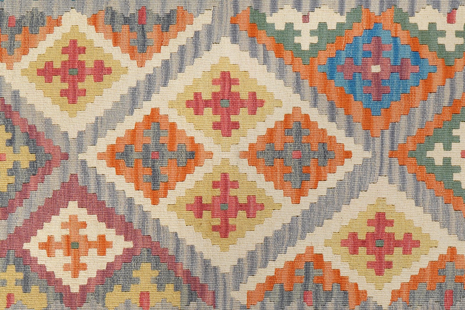 Kelim Gashgai — Handmade, 123x176 cm, Grey, 100% Virgin Wool | View 5