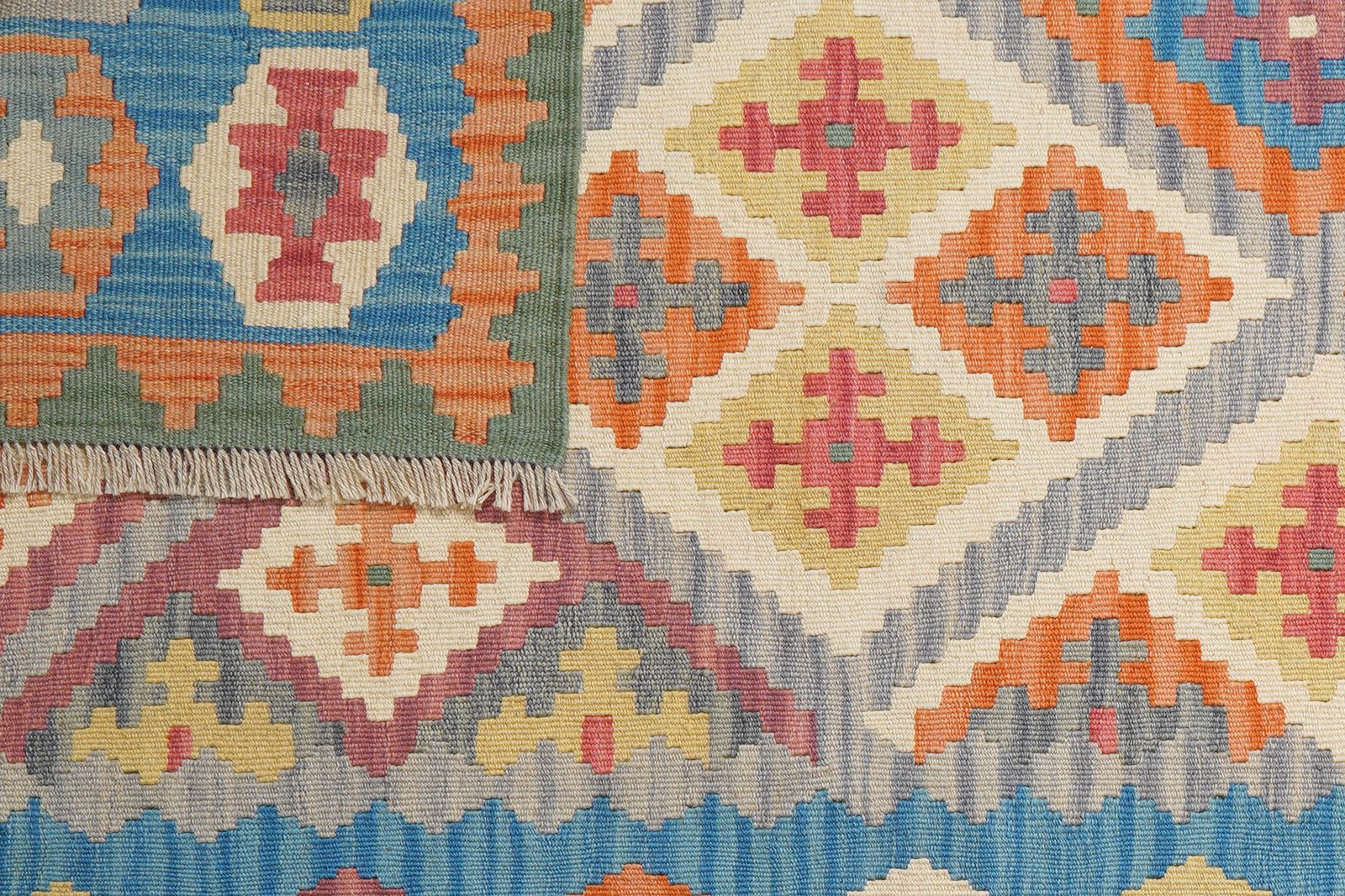 Kelim Gashgai — Handmade, 123x176 cm, Grey, 100% Virgin Wool | View 6