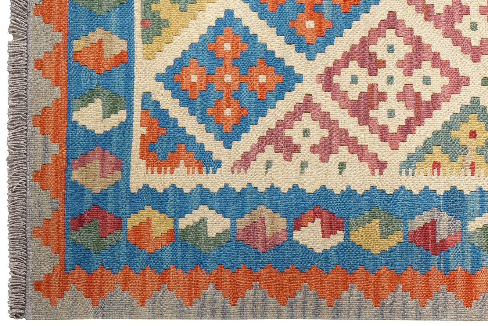 Kelim Gashgai — Handmade, 126x179 cm, Beige, 100% Virgin Wool | View 3