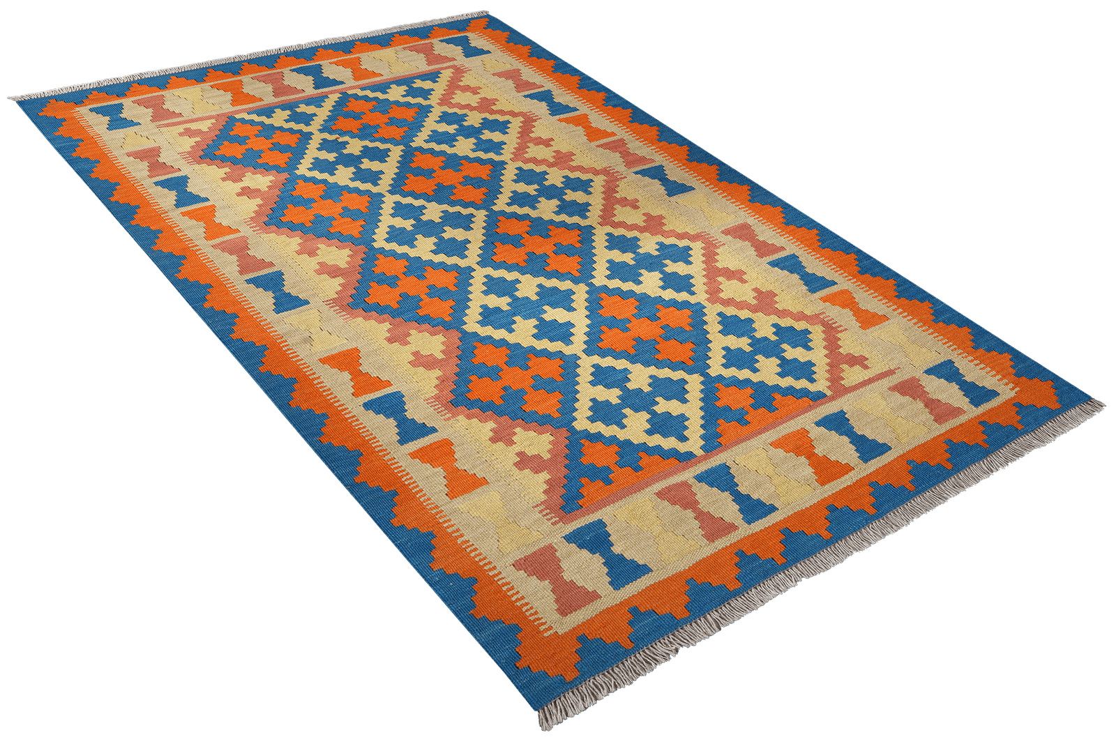 Kelim Gashgai — Handmade, 121x181 cm, Blue, 100% Virgin Wool | View 4