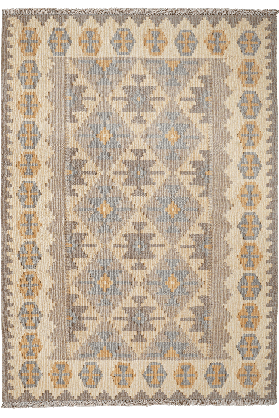 Kelim Gashgai — Handmade, 125x176 cm, Beige, 100% Virgin Wool | Main view