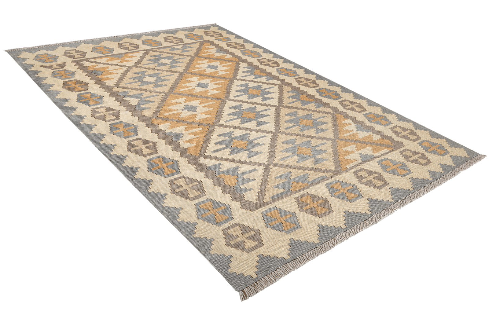 Kelim Gashgai — Handmade, 123x174 cm, Grey, 100% Virgin Wool | View 4