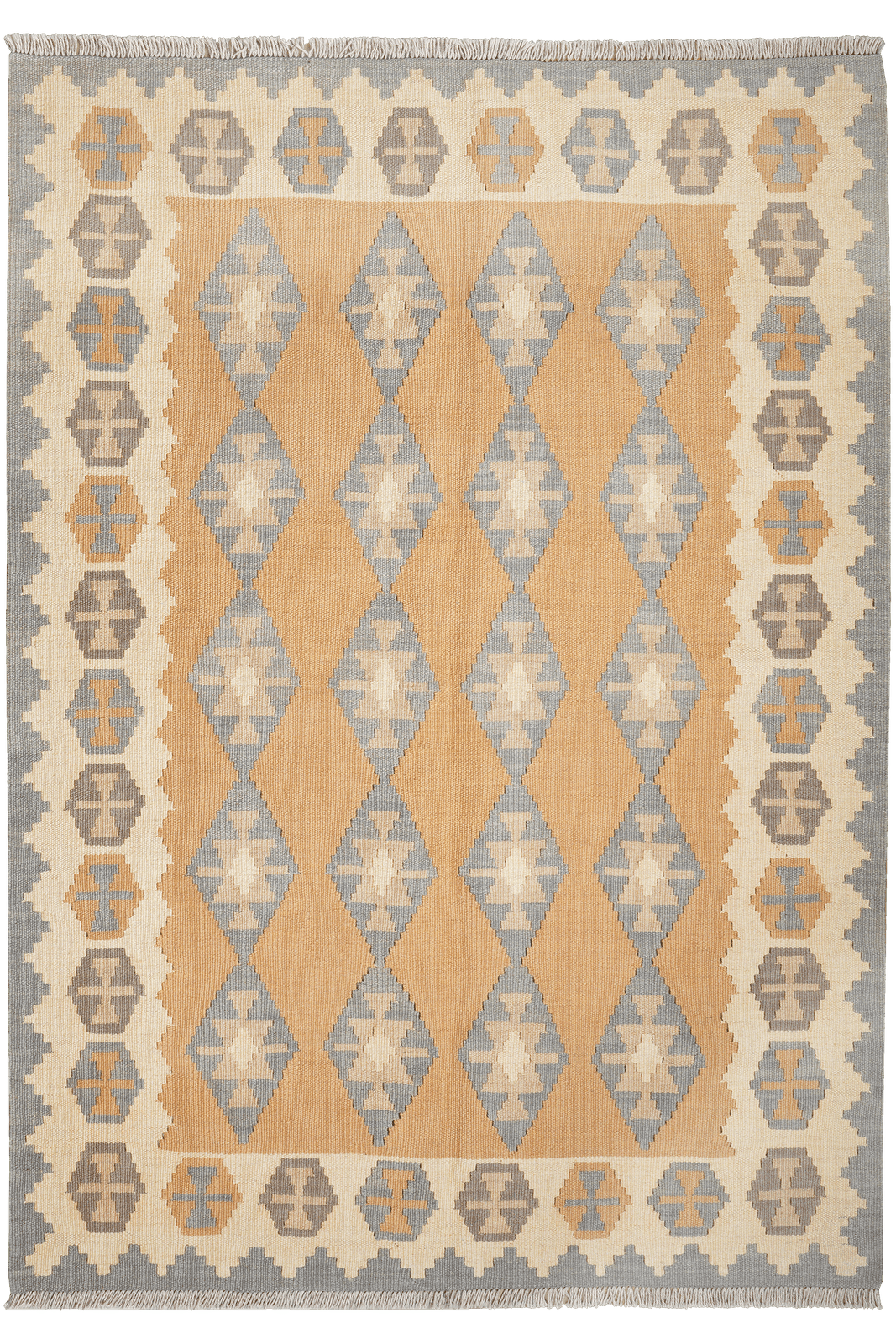 Kelim Gashgai — Handmade, 125x180 cm, Yellow, 100% Virgin Wool | Main view