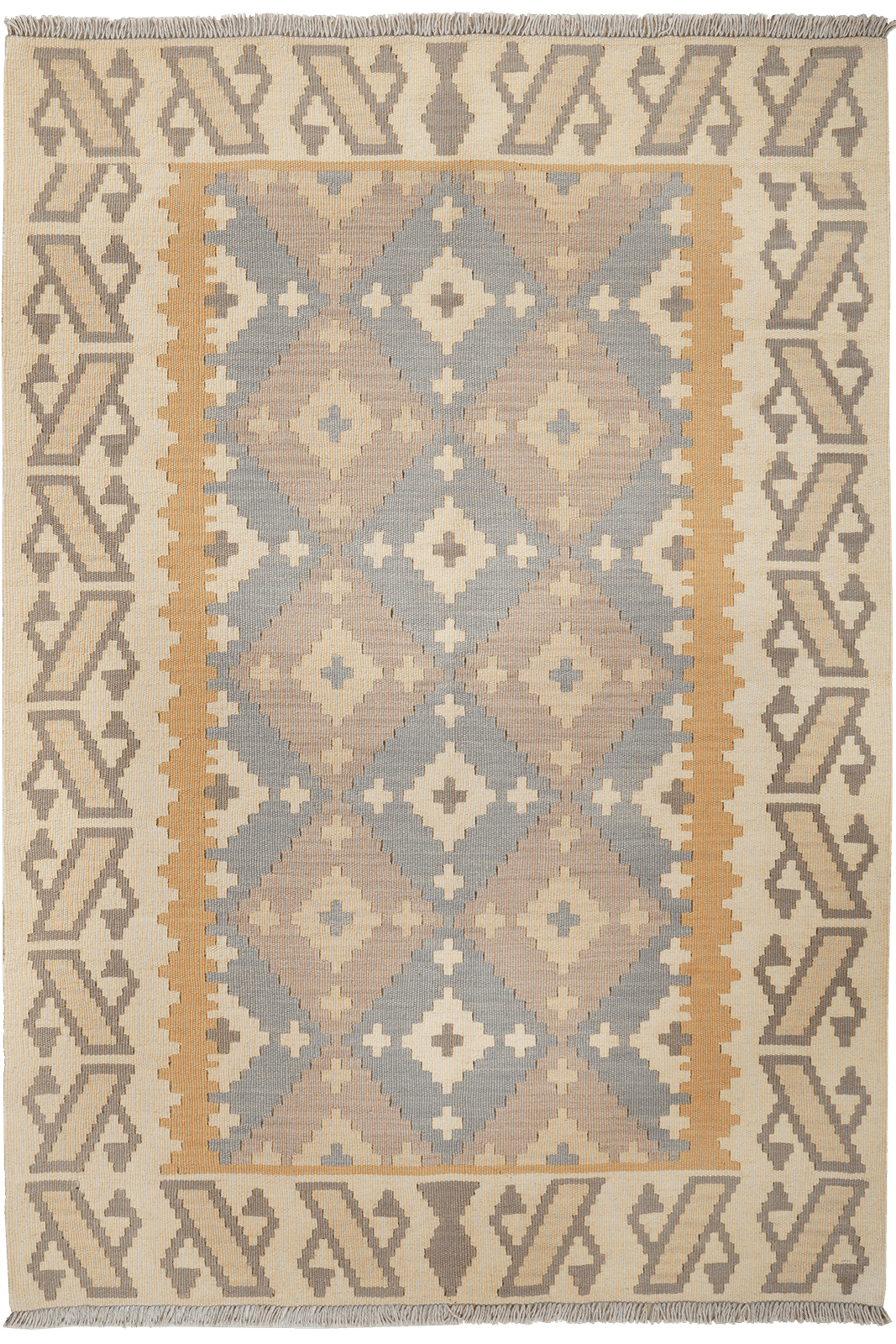 Kelim Gashgai — Handmade, 123x178 cm, Grey, 100% Virgin Wool | Main view