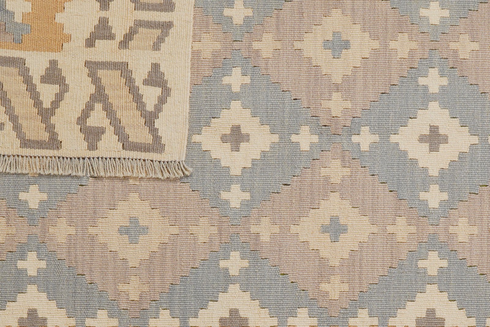 Kelim Gashgai — Handmade, 123x178 cm, Grey, 100% Virgin Wool | View 6