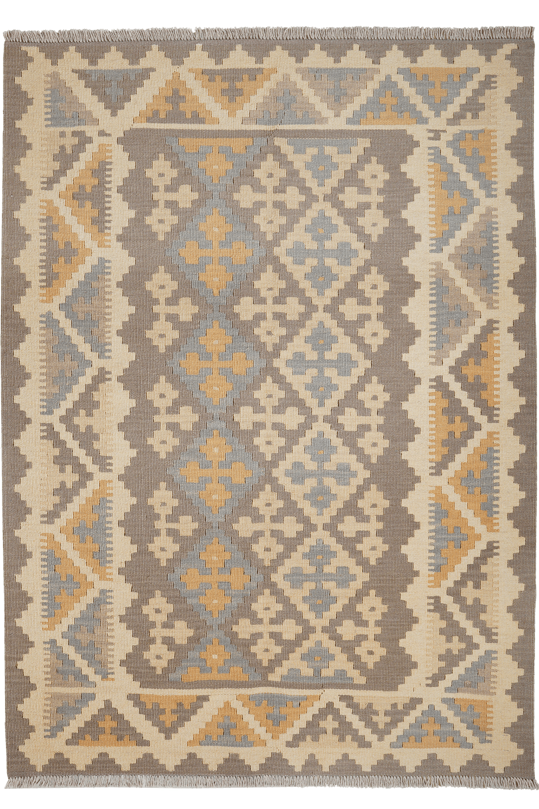 Kelim Gashgai — Handmade, 128x179 cm, Grey, 100% Virgin Wool | Main view
