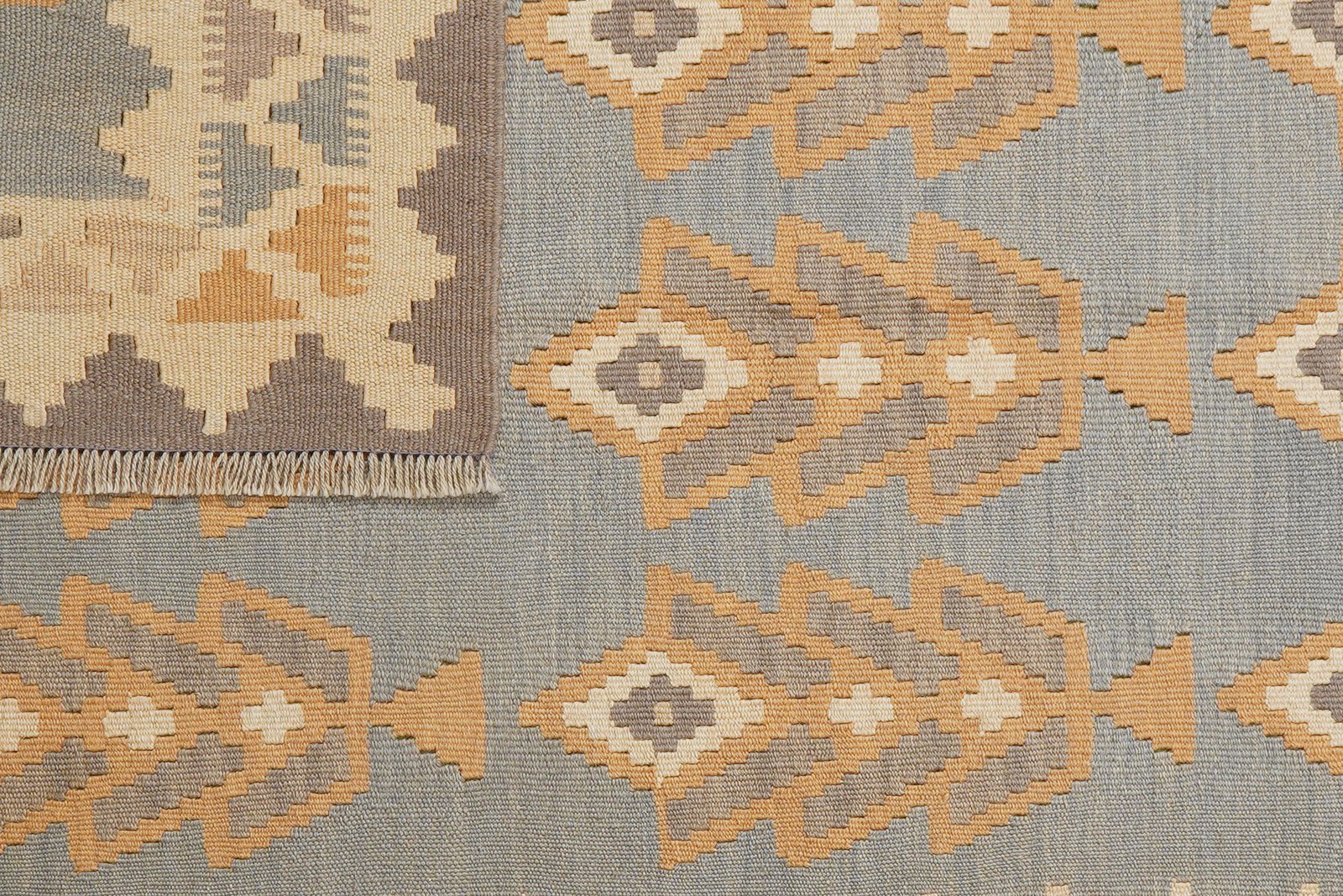 Kelim Gashgai — Handmade, 122x178 cm, Grey, 100% Virgin Wool | View 6