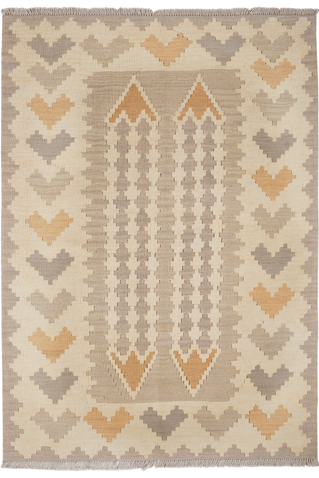 Kelim Gashgai — Handmade, 122x175 cm, Grey, 100% Virgin Wool | Main view