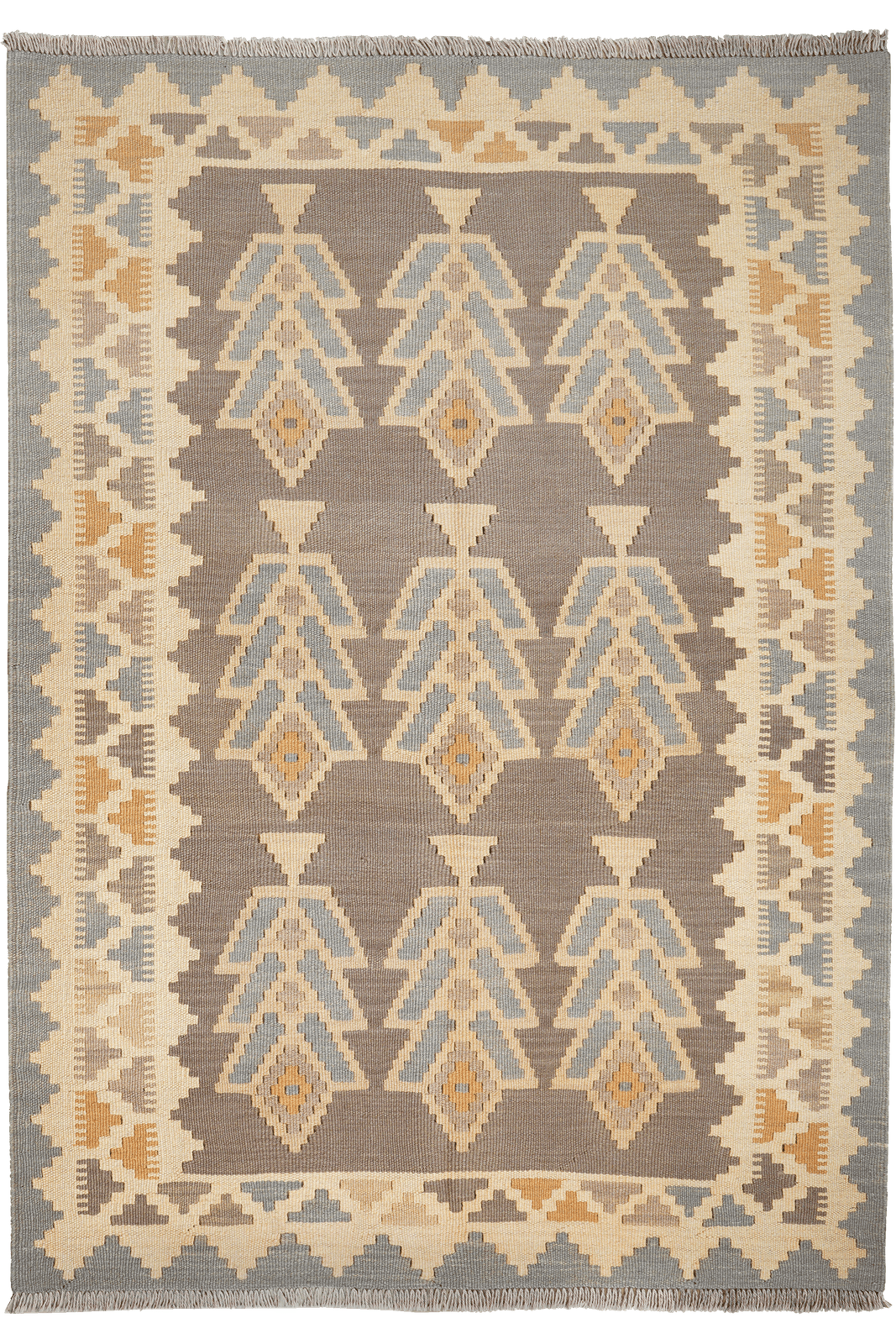 Kelim Gashgai — Handmade, 120x170 cm, Grey, 100% Virgin Wool | Main view