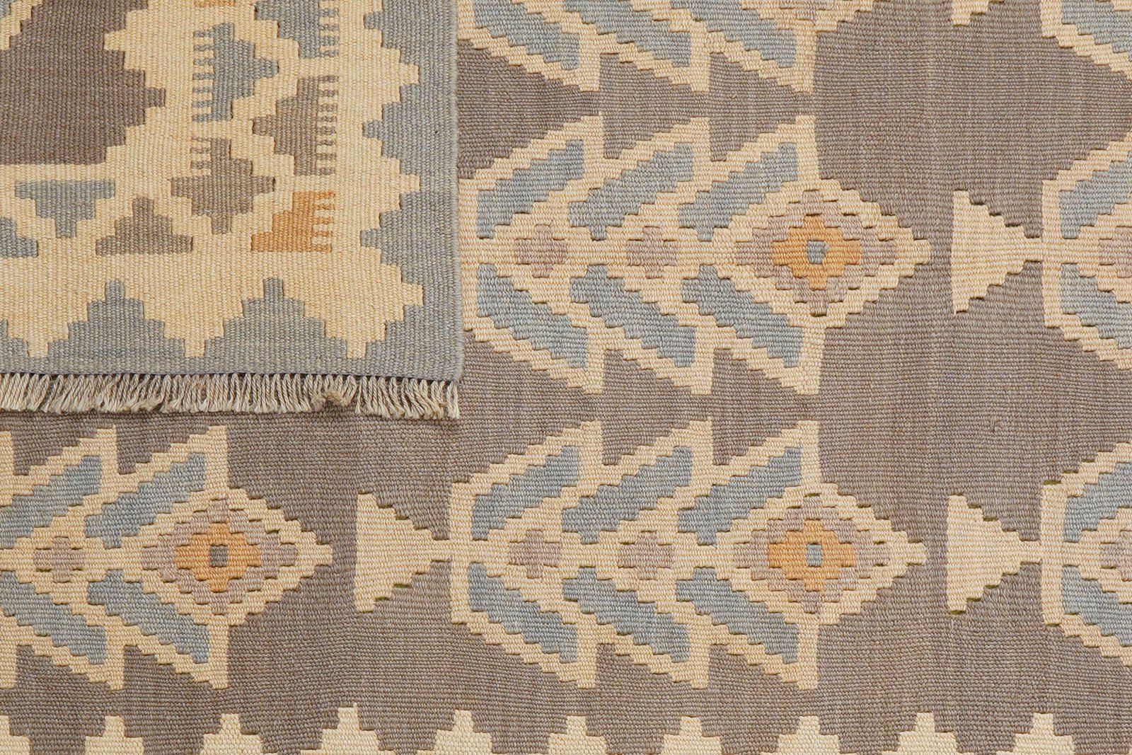 Kelim Gashgai — Handmade, 120x170 cm, Grey, 100% Virgin Wool | View 6
