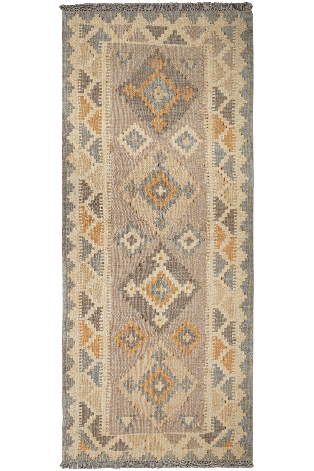 Kelim Gashgai — Handmade, 84x200 cm, Grey, 100% Virgin Wool | Main view