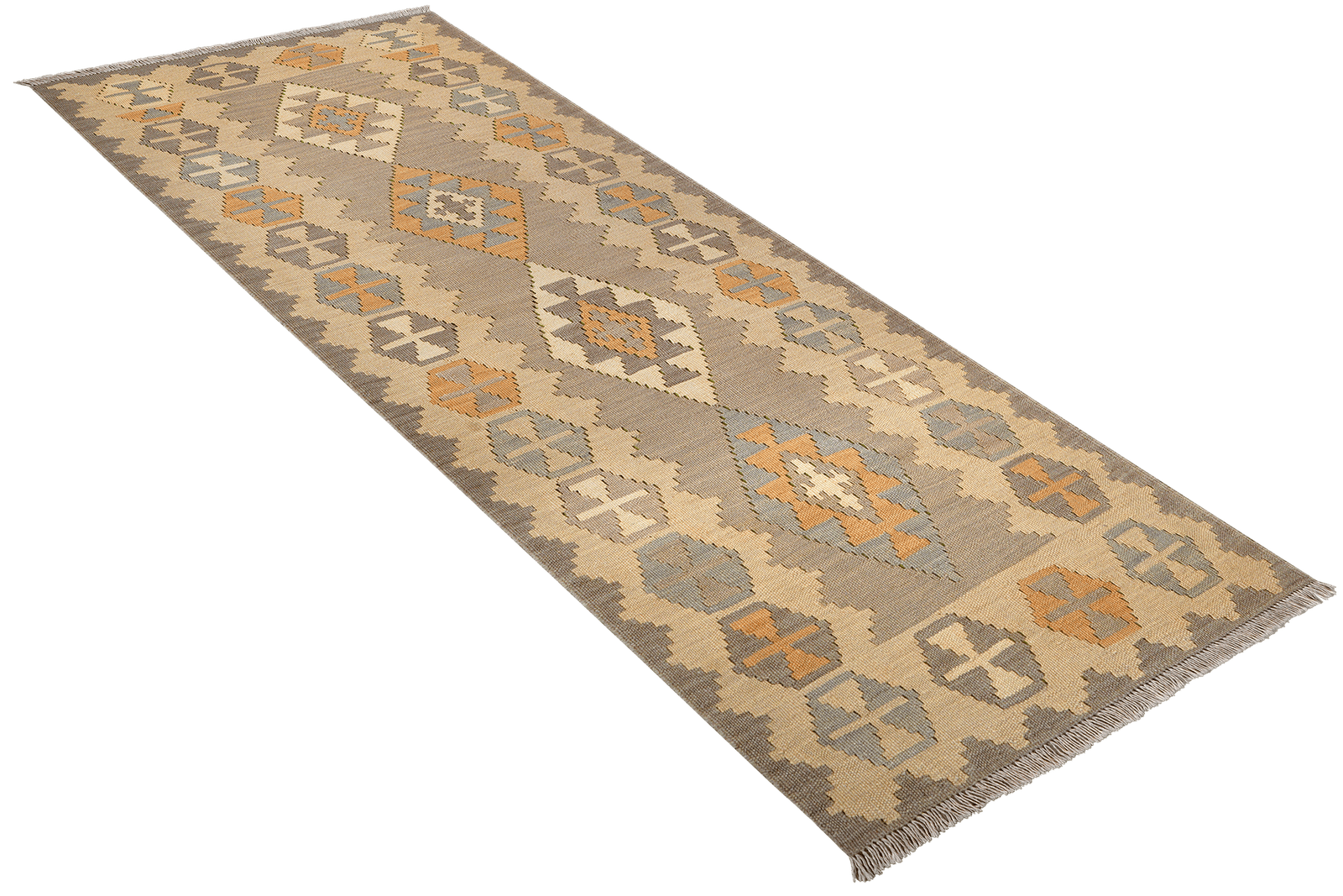 Kelim Gashgai — Handmade, 84x205 cm, Grey, 100% Virgin Wool | View 4