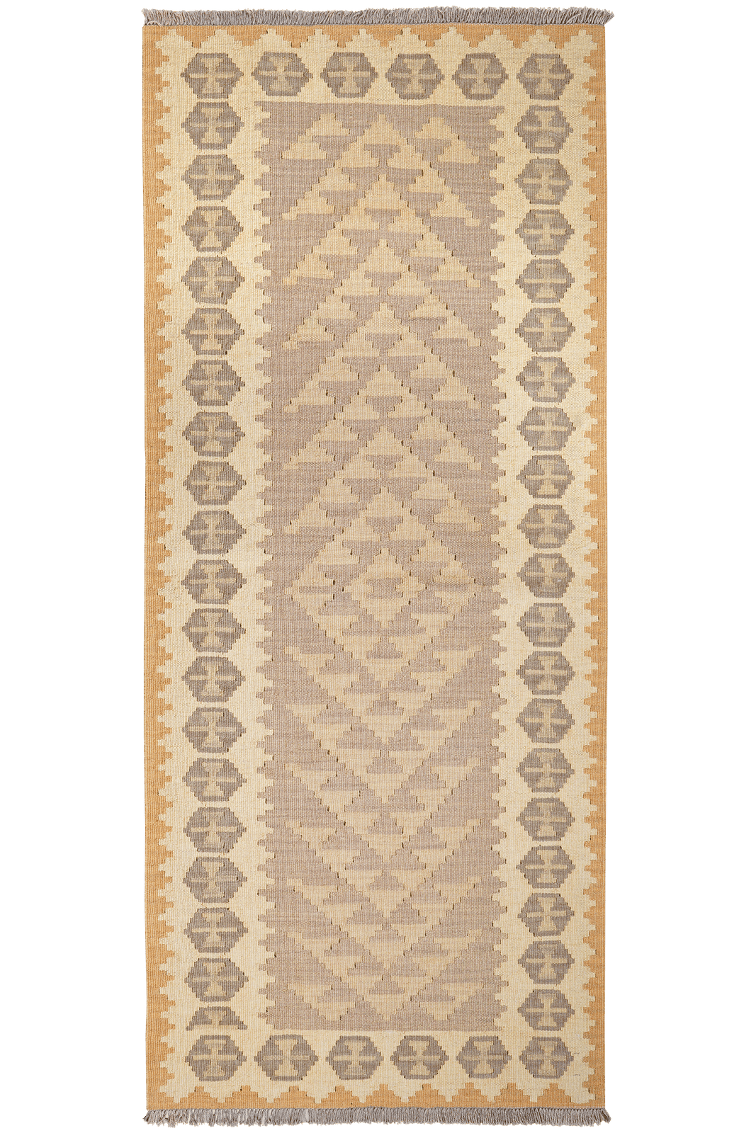 Kelim Gashgai — Handmade, 83x196 cm, Grey, 100% Virgin Wool | Main view