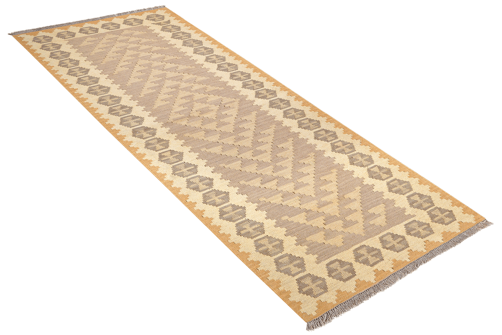 Kelim Gashgai — Handmade, 83x196 cm, Grey, 100% Virgin Wool | View 4