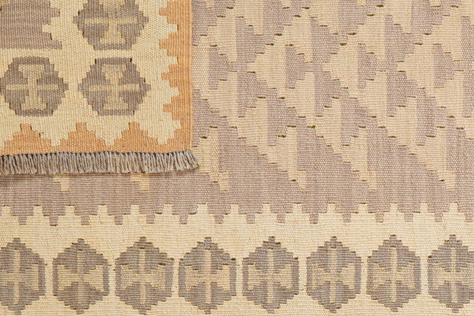 Kelim Gashgai — Handmade, 83x196 cm, Grey, 100% Virgin Wool | View 6