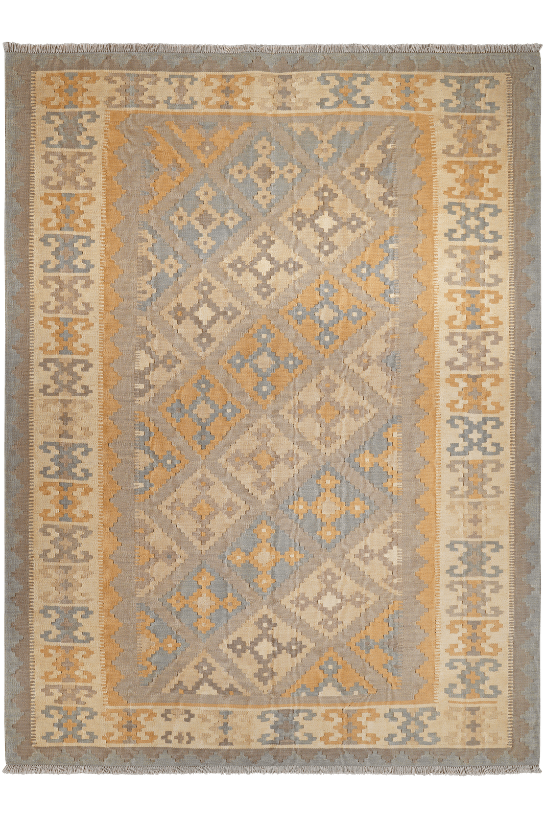 Kelim Gashgai — Handmade, 184x248 cm, Grey, 100% Virgin Wool | Main view