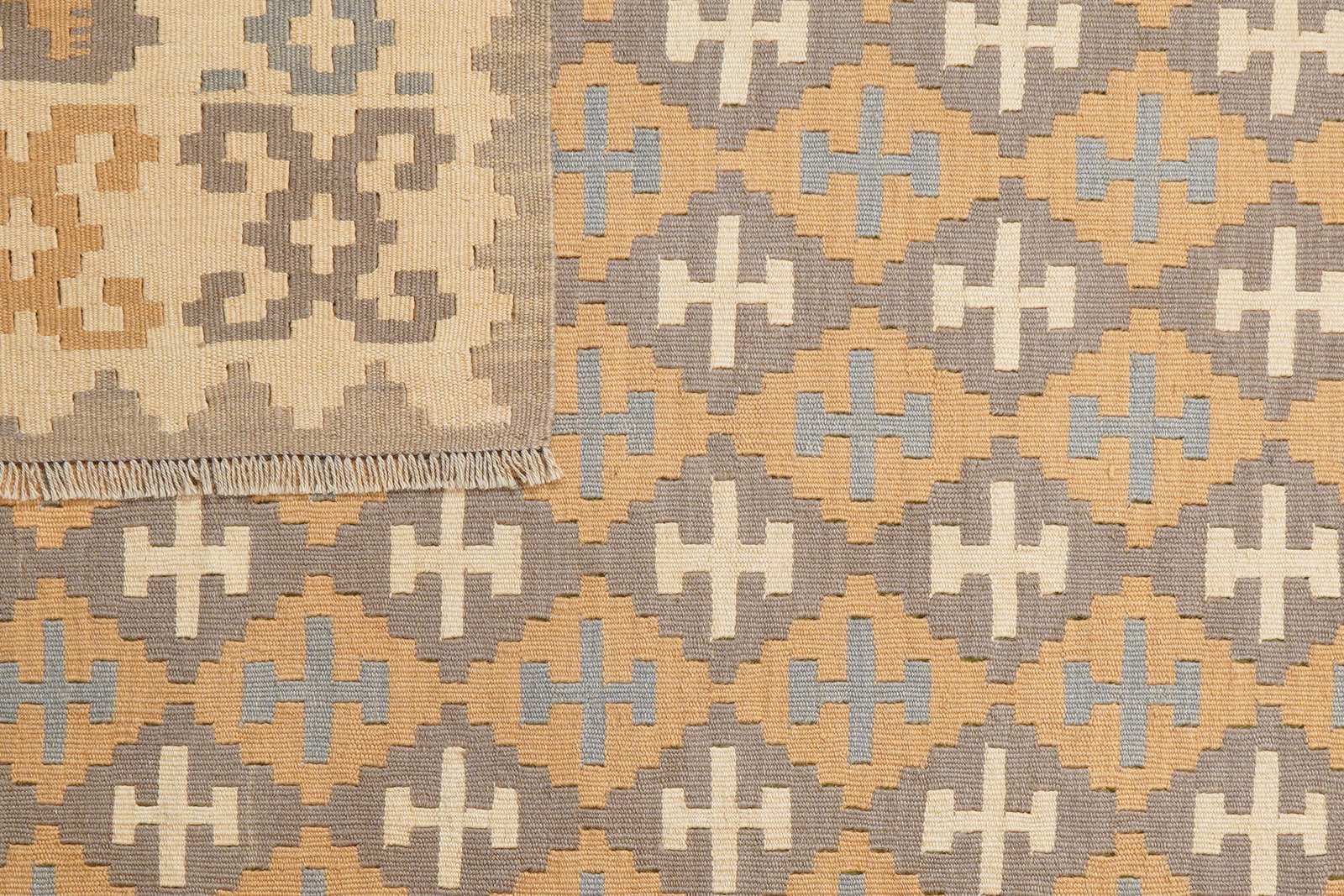 Kelim Gashgai — Handmade, 175x231 cm, Grey, 100% Virgin Wool | View 6