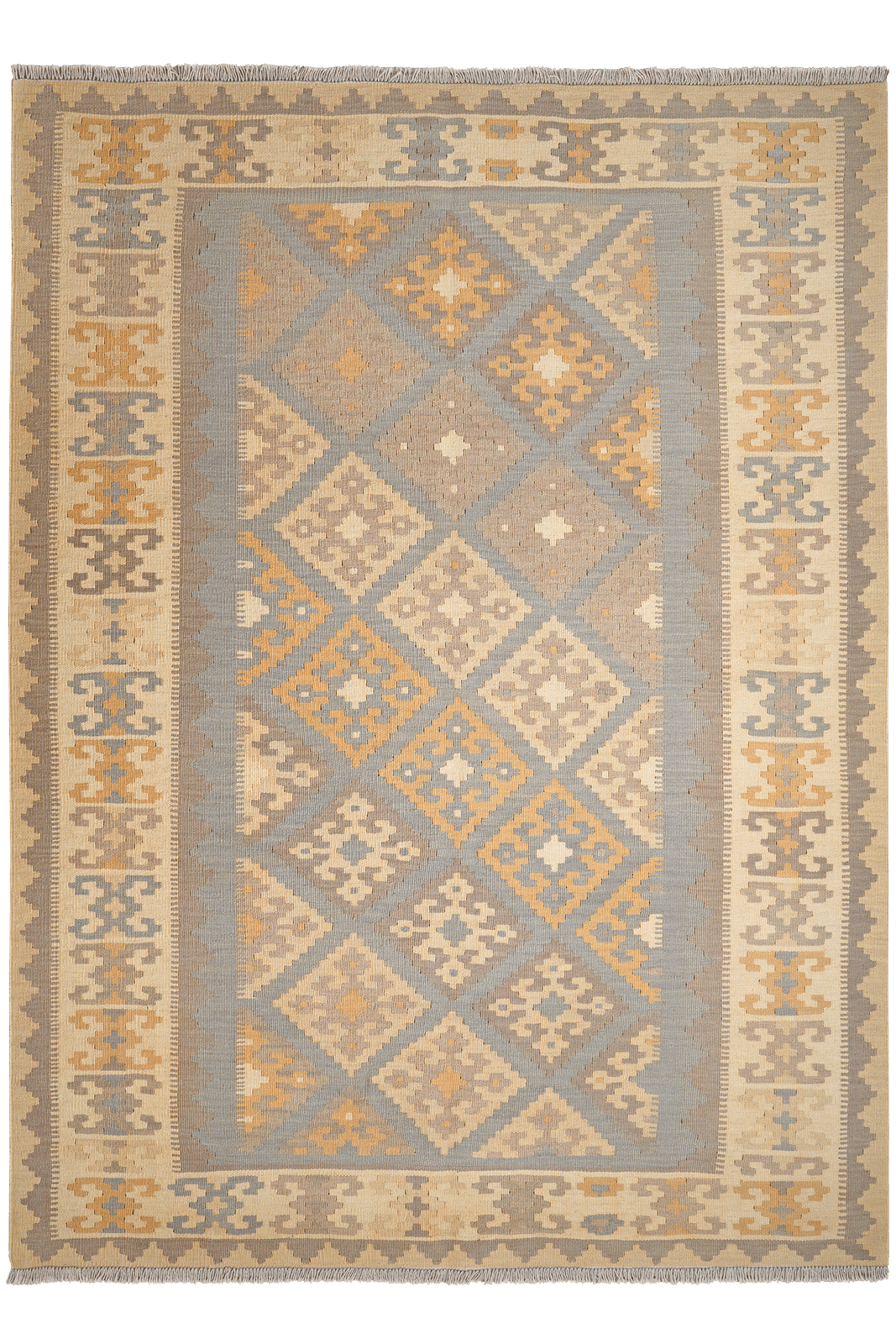 Kelim Gashgai — Handmade, 183x250 cm, Grey, 100% Virgin Wool | Main view
