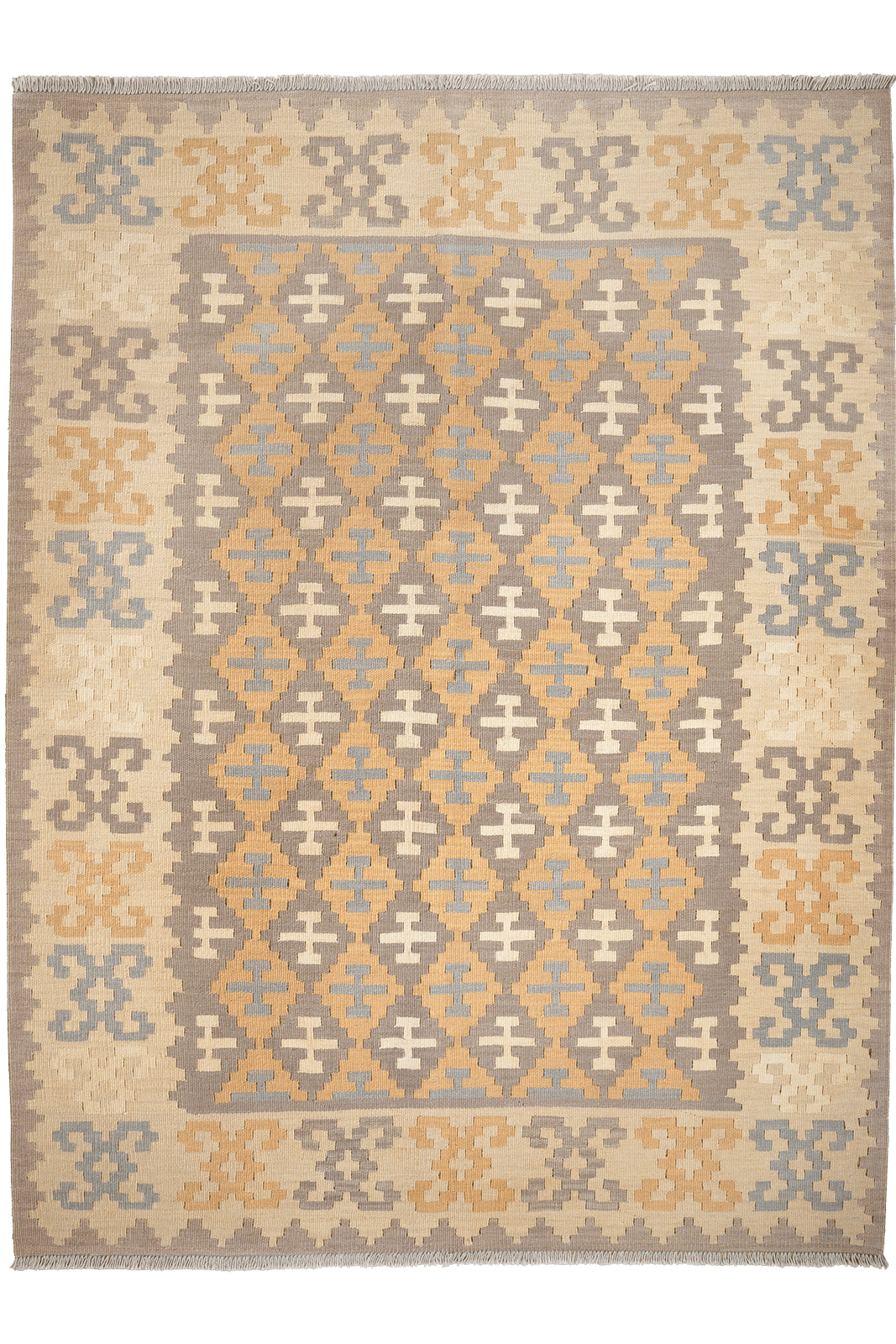 Kelim Gashgai — Handmade, 176x234 cm, Grey, 100% Virgin Wool | Main view