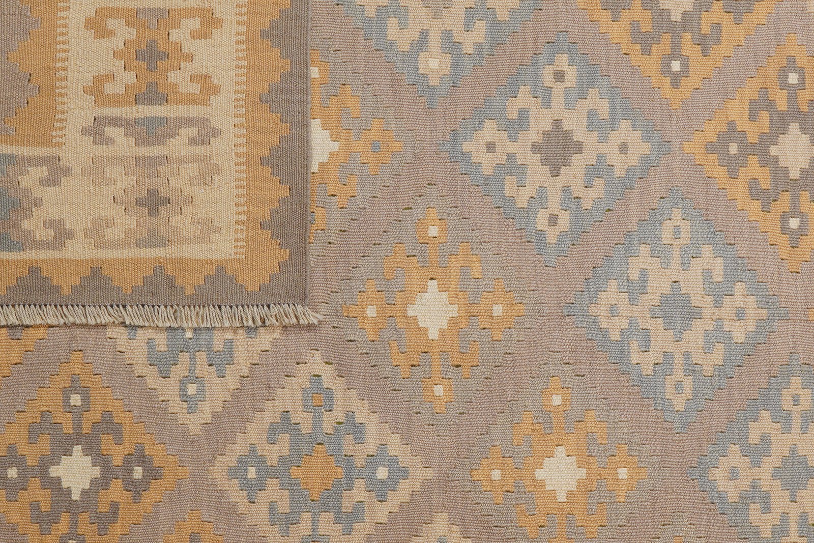 Kelim Gashgai — Handmade, 187x245 cm, Grey, 100% Virgin Wool | View 6