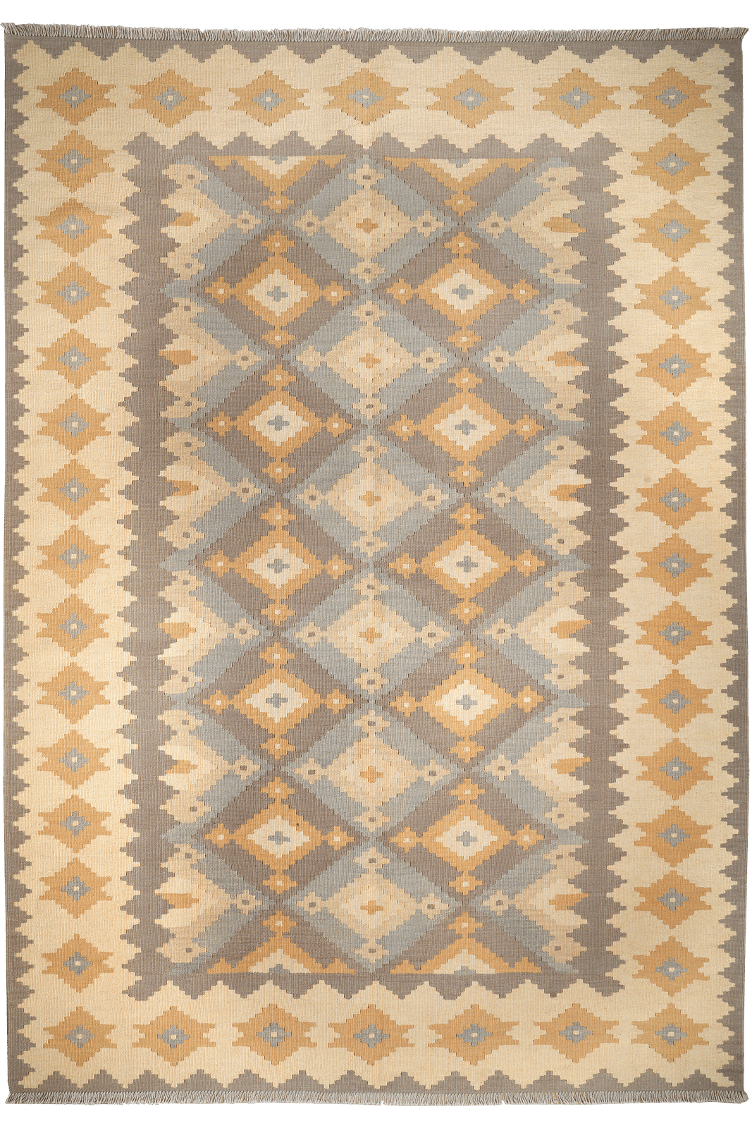 Kelim Gashgai — Handmade, 204x288 cm, Grey, 100% Virgin Wool | Main view