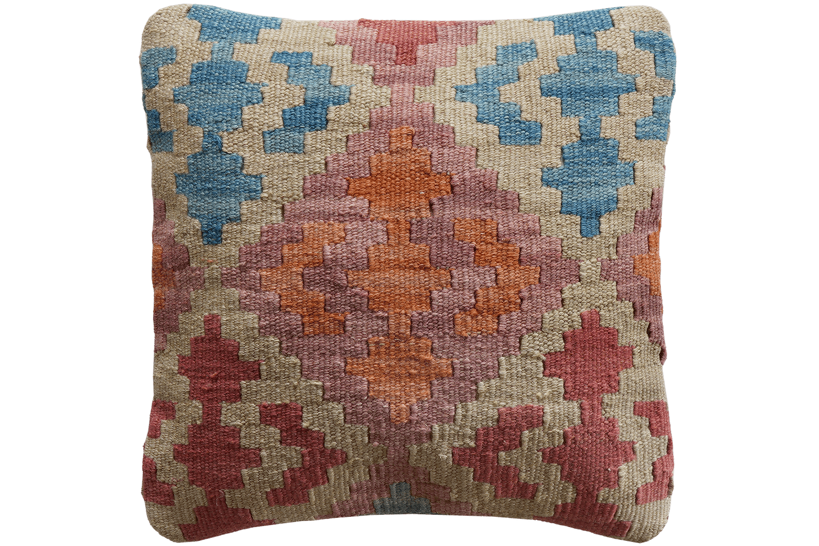 Kelim Kissen — Handmade, 40x40 cm, Multicolor, 100% Virgin Wool | Main view