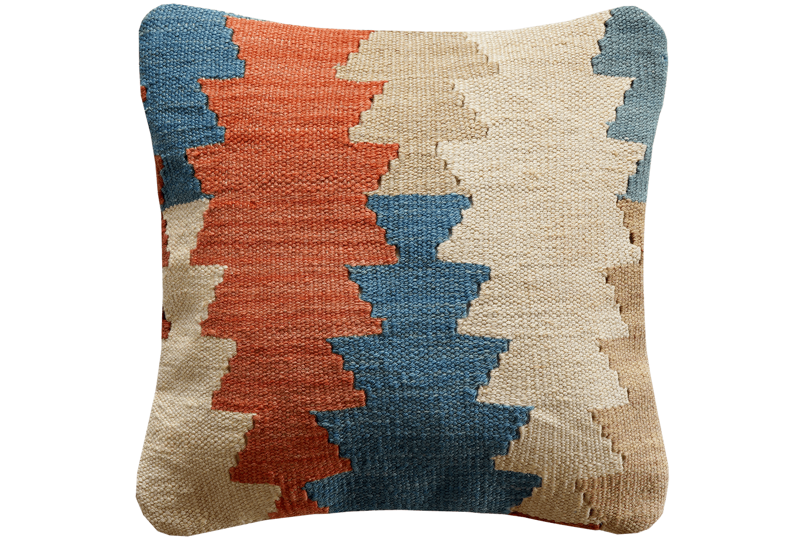 Kelim Kissen — Handmade, 40x40 cm, Multicolor, 100% Virgin Wool | Main view