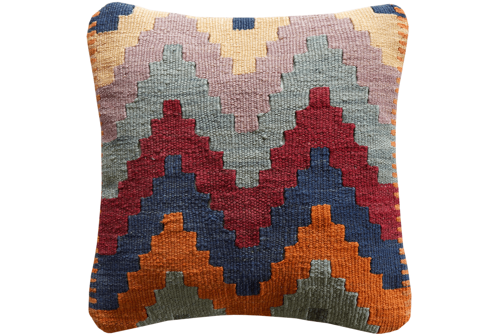 Kelim Kissen — Handmade, 40x40 cm, Multicolor, 100% Virgin Wool | Main view
