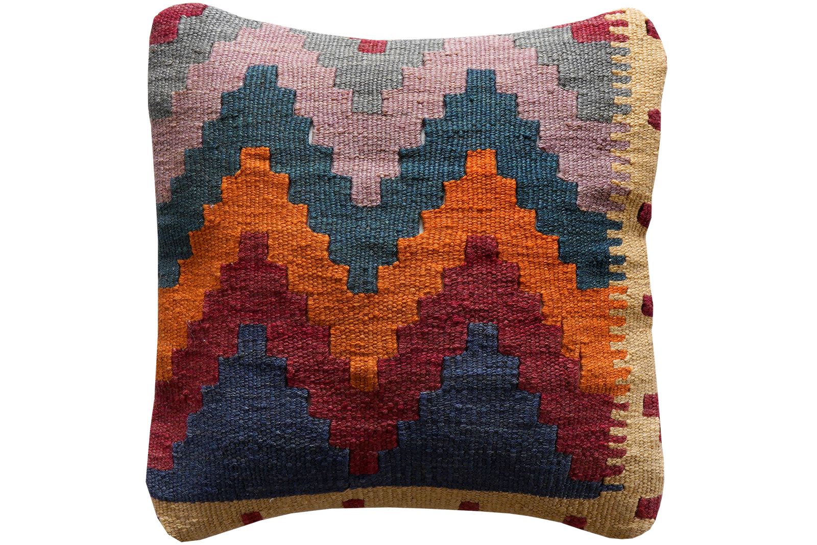 Kelim Kissen — Handgefertigt, 40x40 cm, Bunt, 100% Virgin Wool | Main view