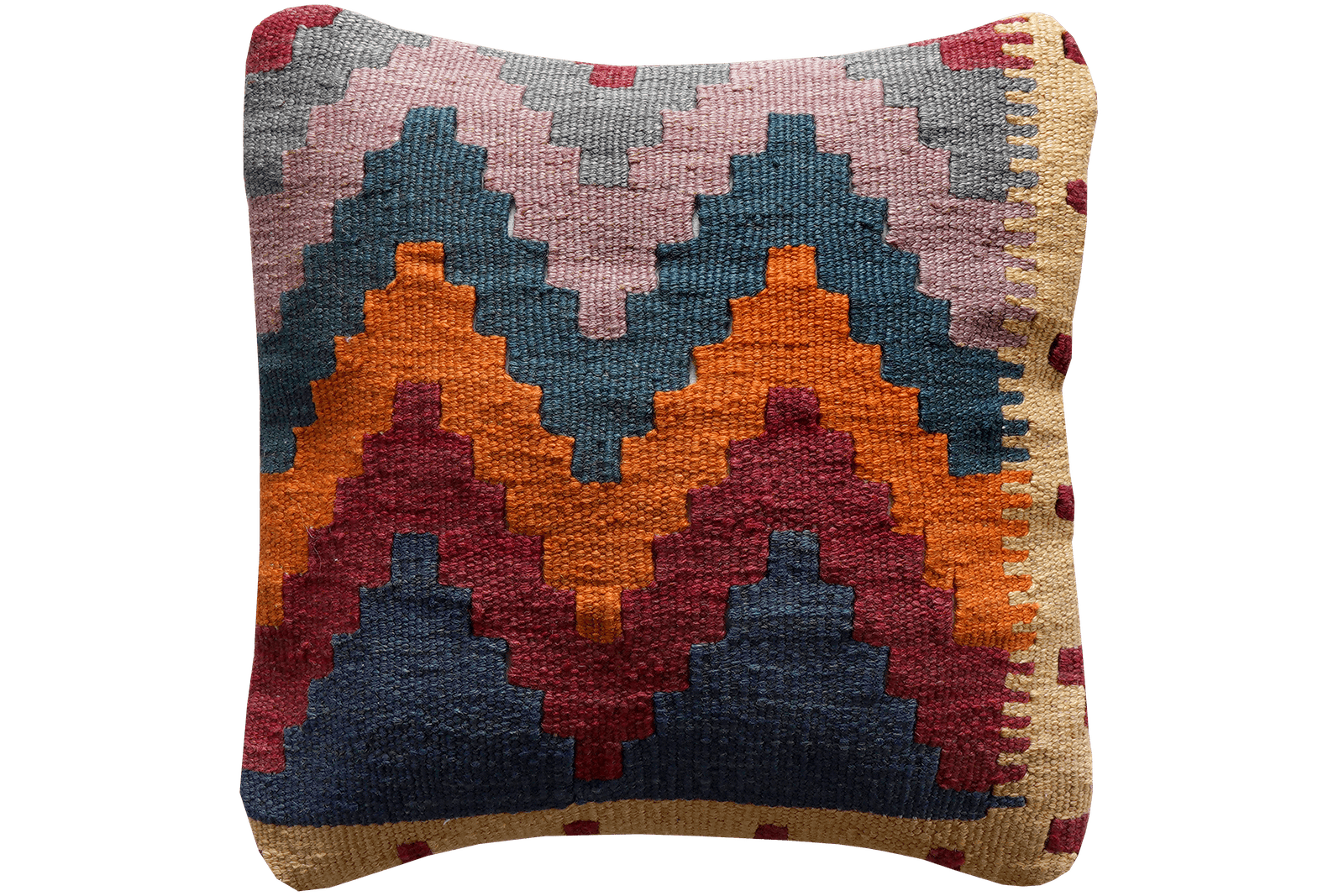 Kelim Kissen — Handmade, 40x40 cm, Multicolor, 100% Virgin Wool | Main view