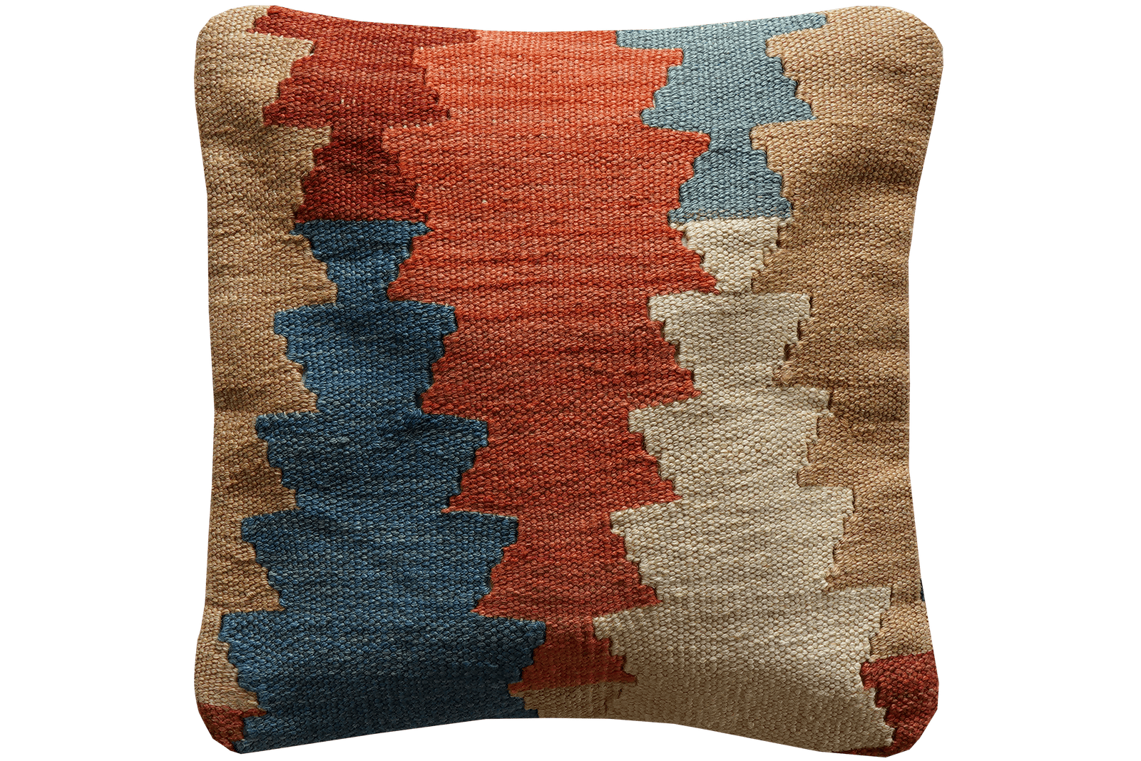 Kelim Kissen — Handmade, 40x40 cm, Multicolor, 100% Virgin Wool | Main view