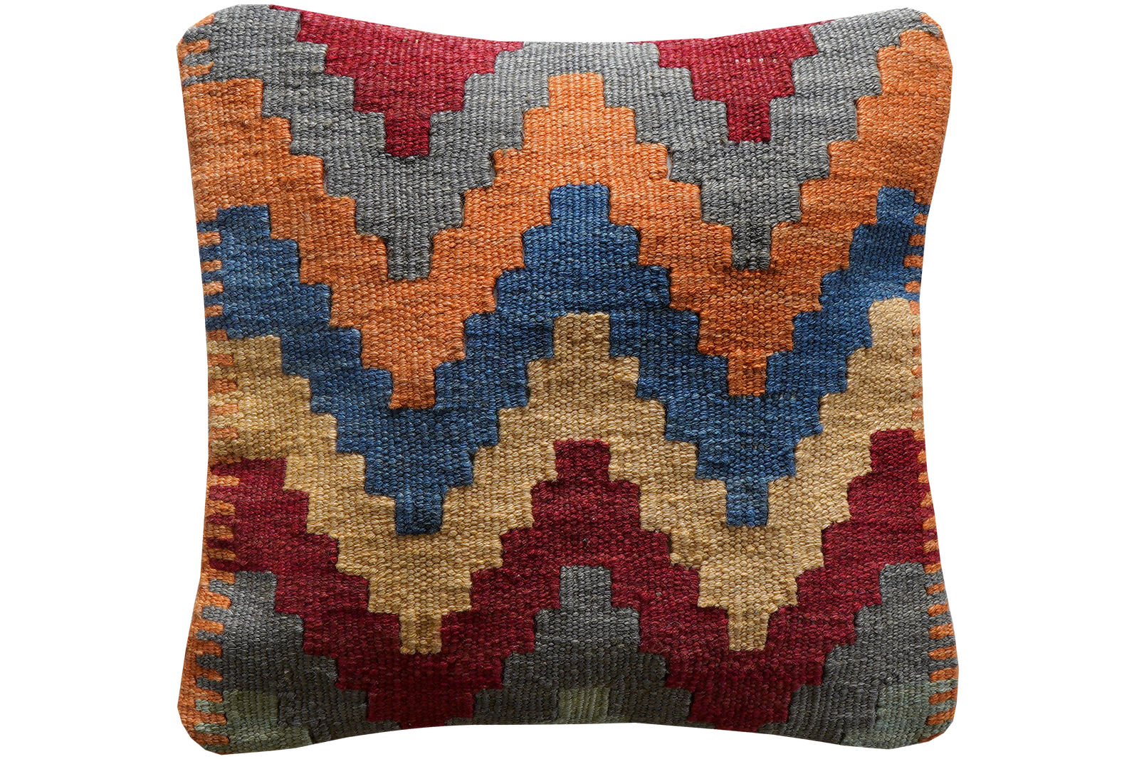 Kelim Kissen — Handgefertigt, 40x40 cm, Bunt, 100% Virgin Wool | Main view