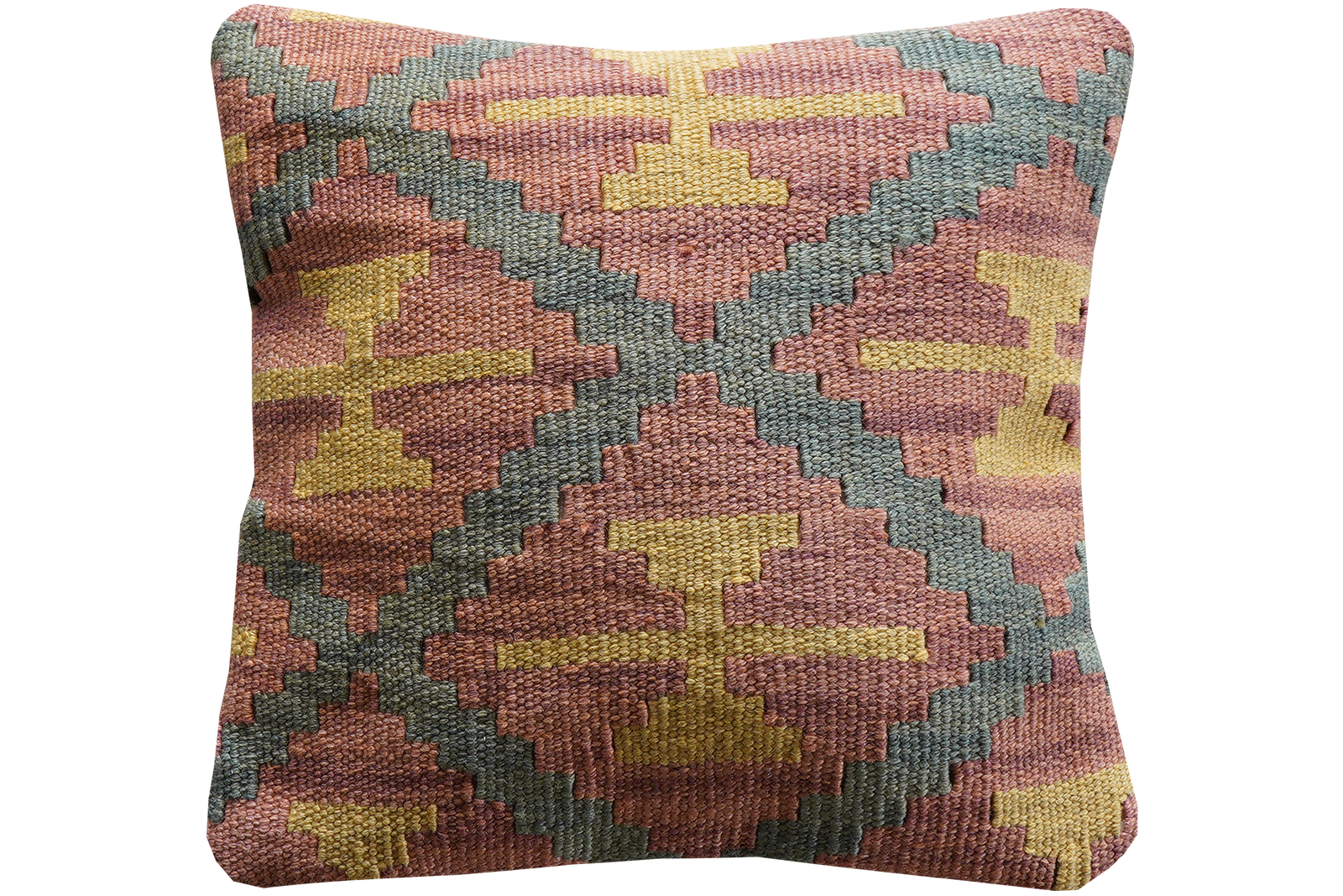 Kelim Kissen — Handgefertigt, 40x40 cm, Bunt, 100% Virgin Wool | Main view
