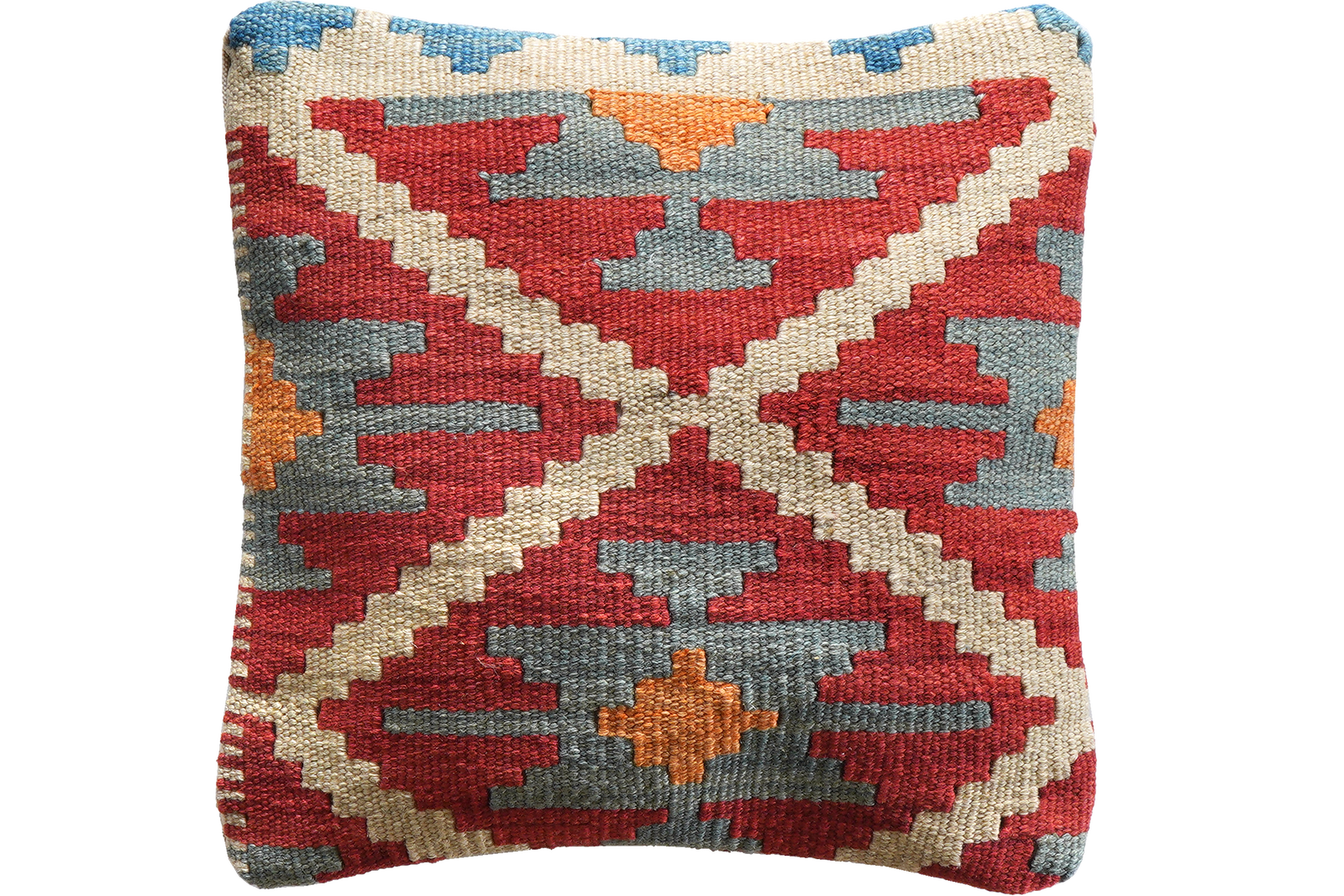 Kelim Kissen — Handgefertigt, 40x40 cm, Bunt, 100% Virgin Wool | Main view