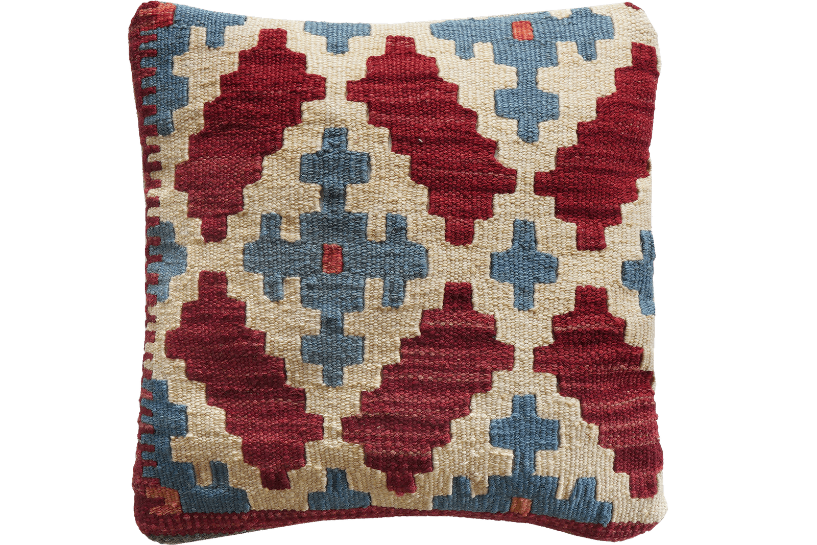 Kelim Kissen — Handmade, 40x40 cm, Multicolor, 100% Virgin Wool | Main view