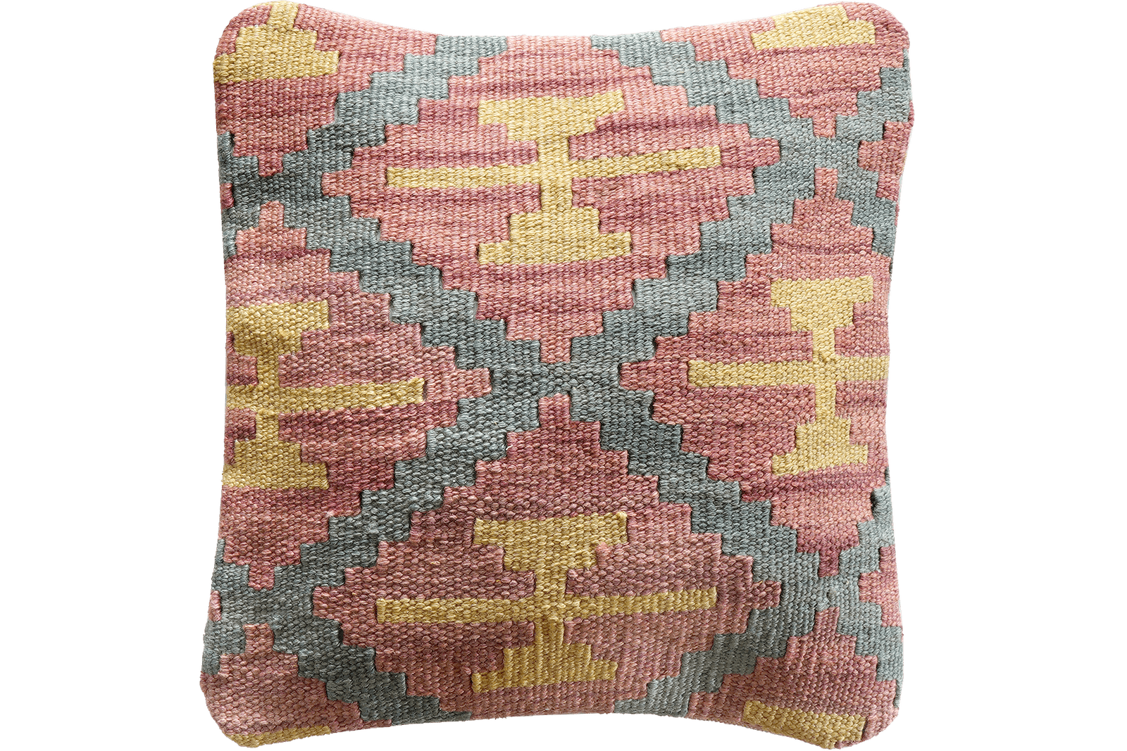 Kelim Kissen — Handmade, 40x40 cm, Multicolor, 100% Virgin Wool | Main view