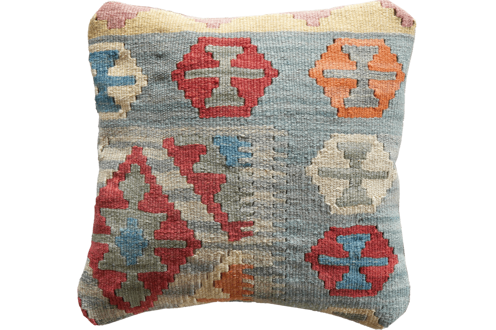 Kelim Kissen — Handmade, 40x40 cm, Multicolor, 100% Virgin Wool | Main view