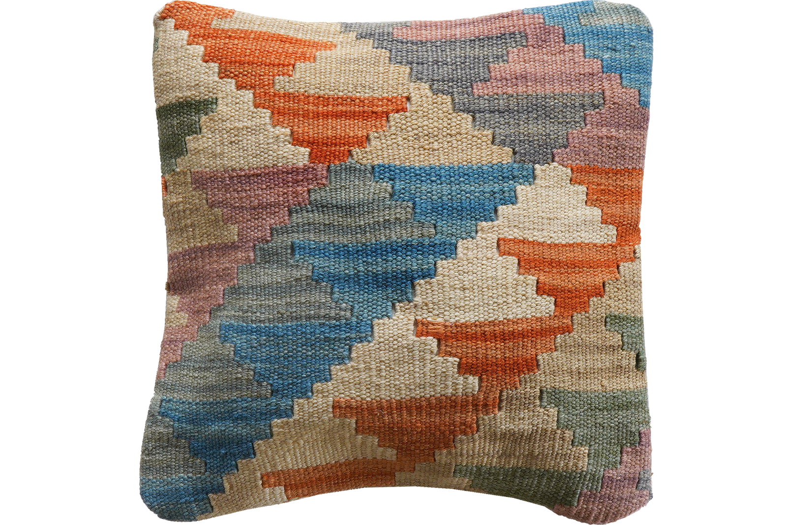 Kelim Kissen — Handgefertigt, 40x40 cm, Bunt, 100% Virgin Wool | Main view