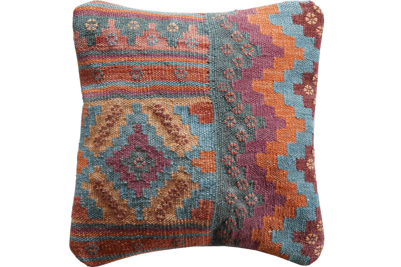Kelim Kissen — Handmade, 40x40 cm, Multicolor, 100% Virgin Wool | Main view
