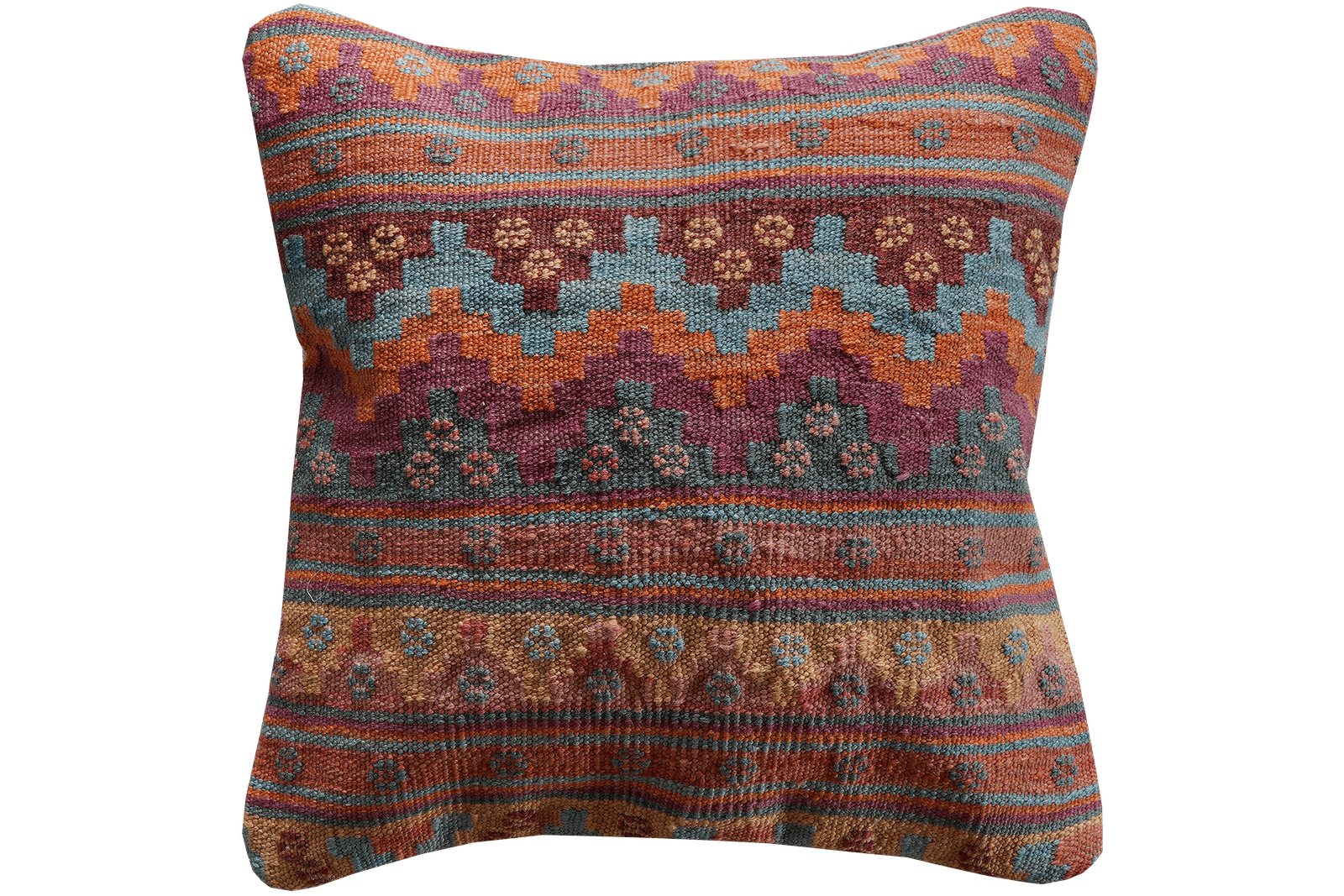 Kelim Kissen — Handmade, 50x50 cm, Multicolor, 100% Virgin Wool | Main view