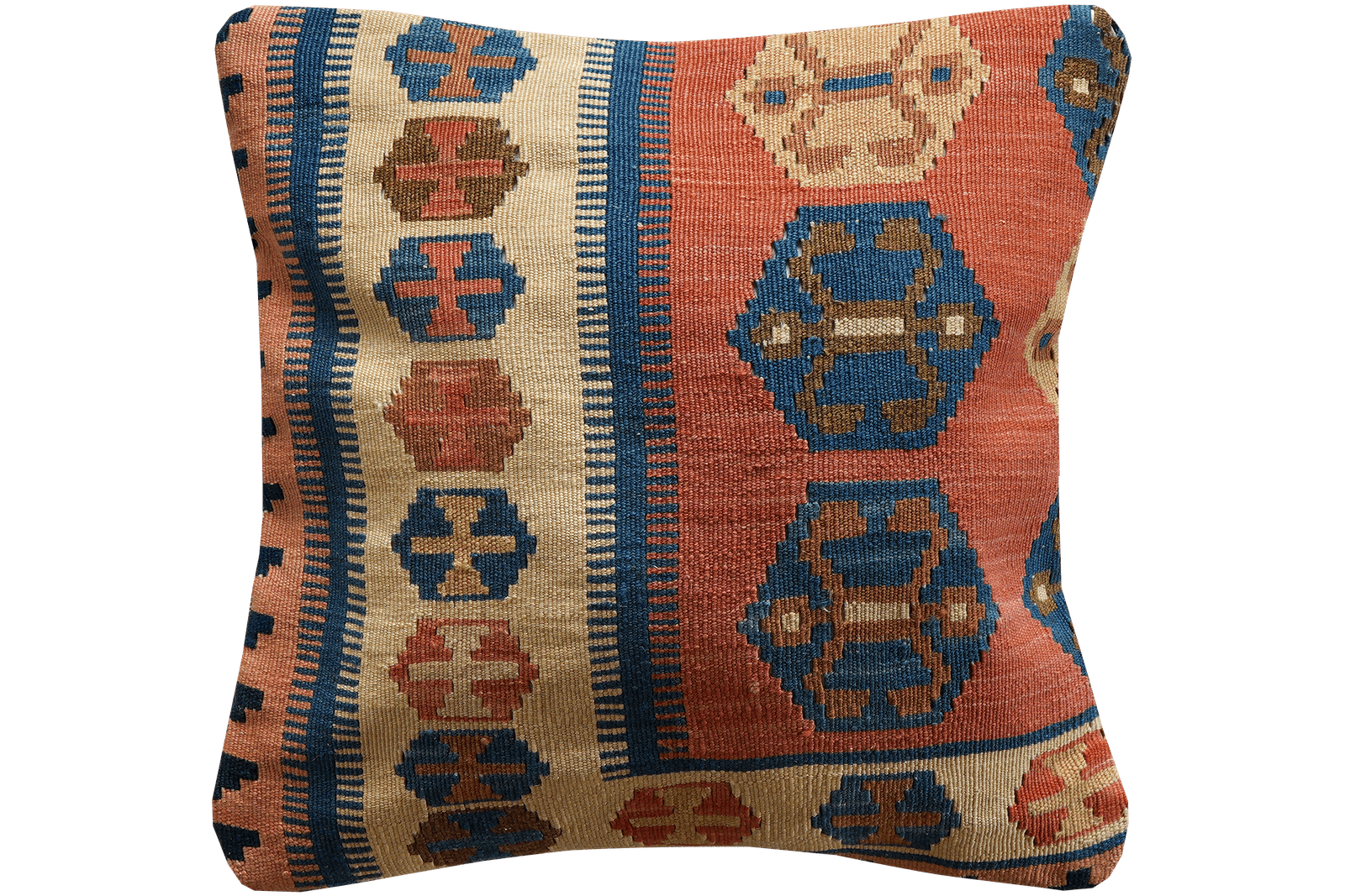 Kelim Kissen — Handmade, 50x50 cm, Multicolor, 100% Virgin Wool | Main view