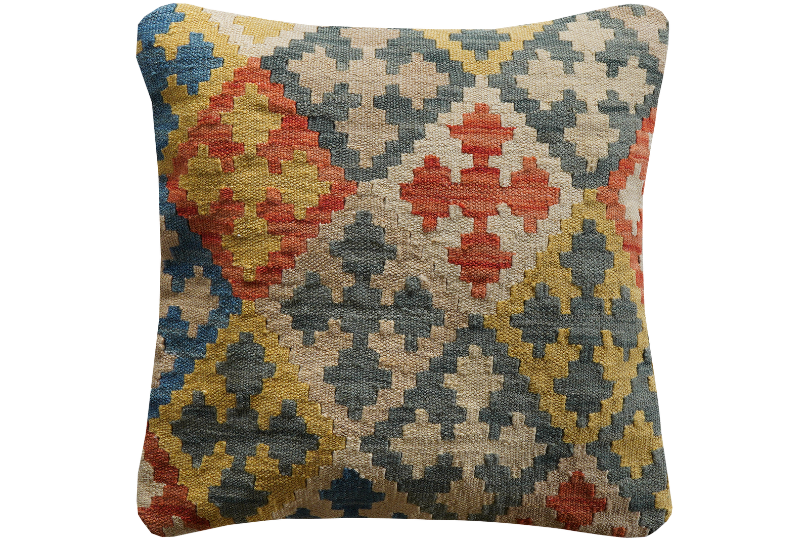 Kelim Kissen — Handgefertigt, 50x50 cm, Bunt, 100% Virgin Wool | Main view
