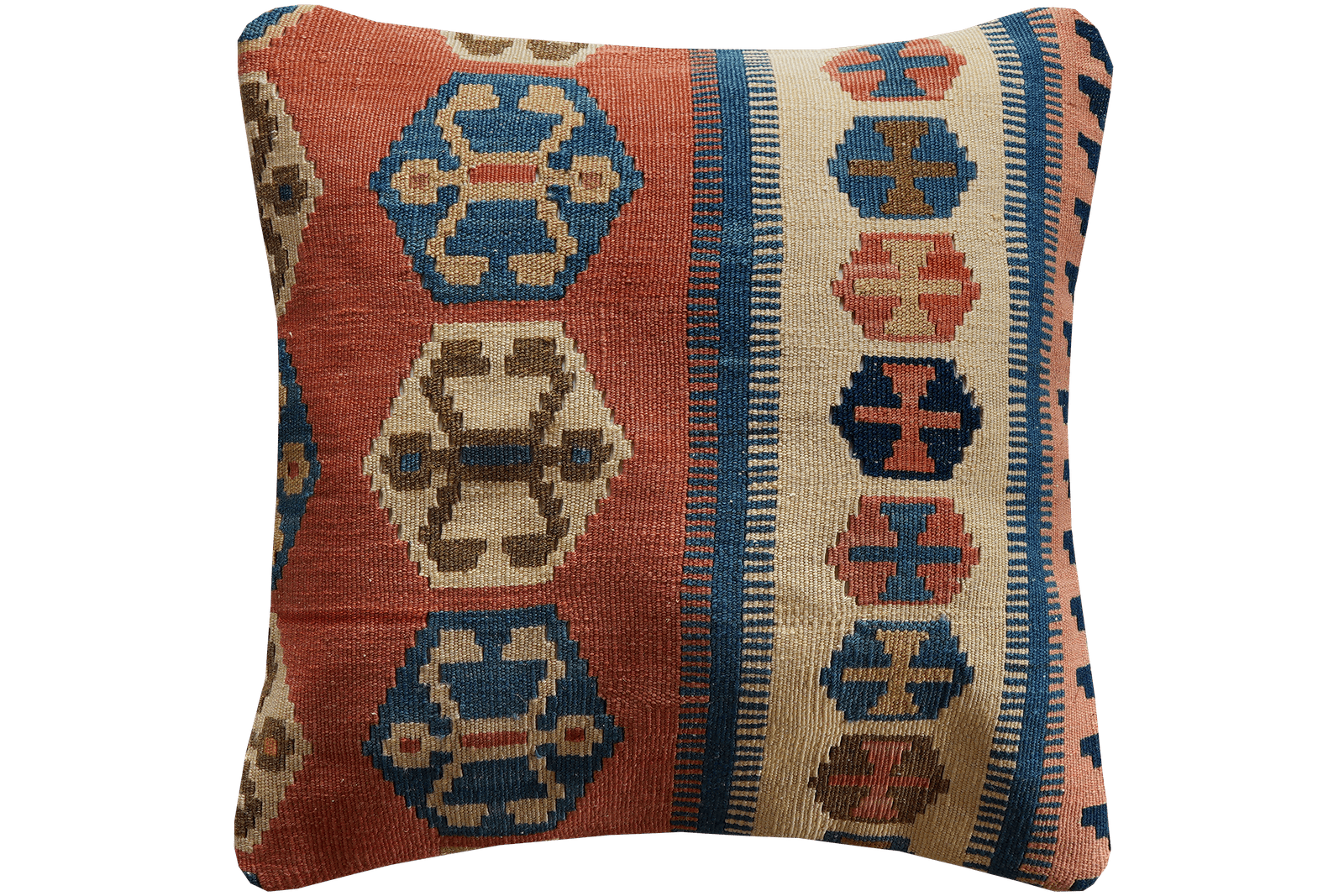 Kelim Kissen — Handmade, 50x50 cm, Multicolor, 100% Virgin Wool | Main view