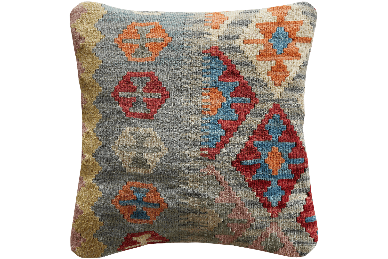 Kelim Kissen — Handmade, 50x50 cm, Multicolor, 100% Virgin Wool | Main view