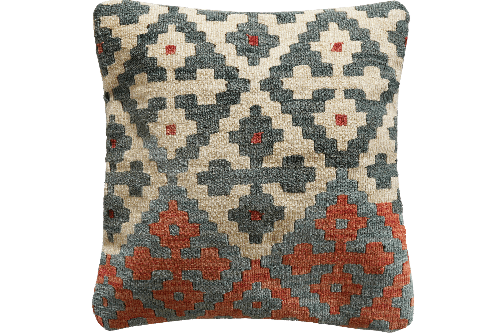 Kelim Kissen — Handmade, 50x50 cm, Multicolor, 100% Virgin Wool | Main view