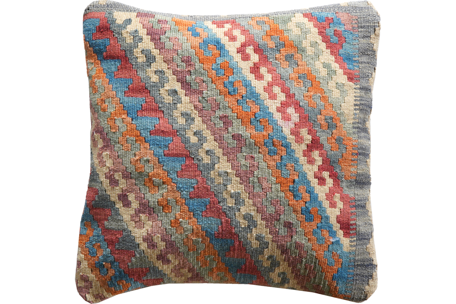 Kelim Kissen — Handmade, 50x50 cm, Multicolor, 100% Virgin Wool | Main view
