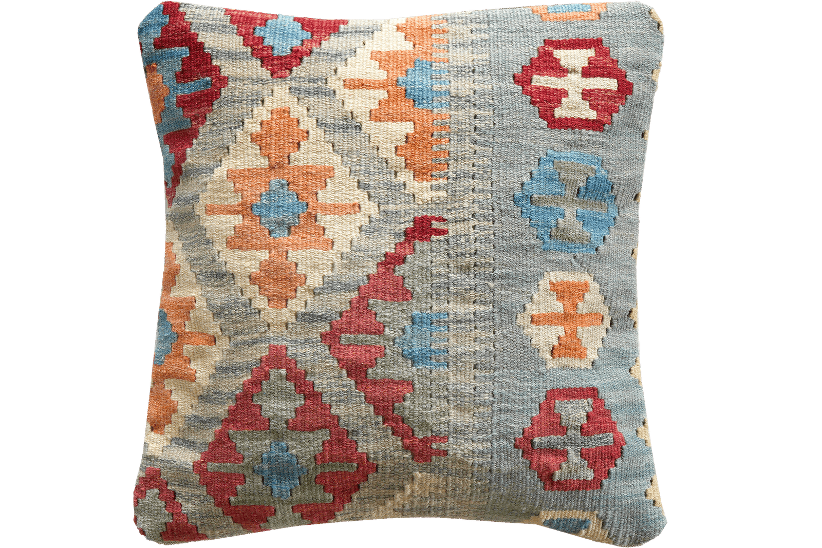Kelim Kissen — Handmade, 50x50 cm, Multicolor, 100% Virgin Wool | Main view